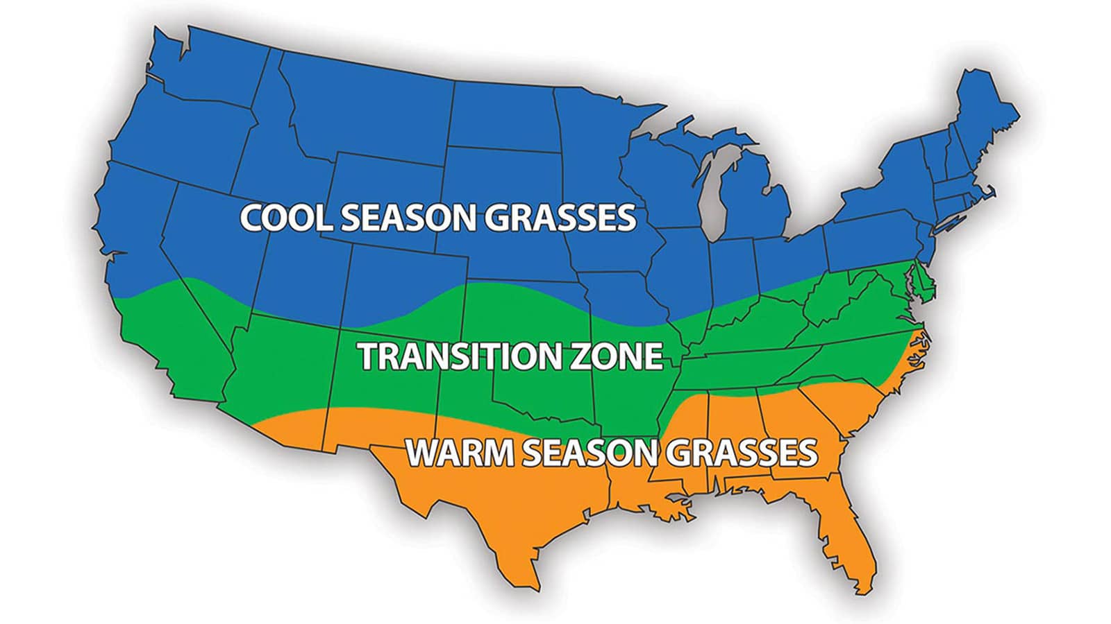Cool Season Grass Zone And Warm Season Grass Zone Map United States
